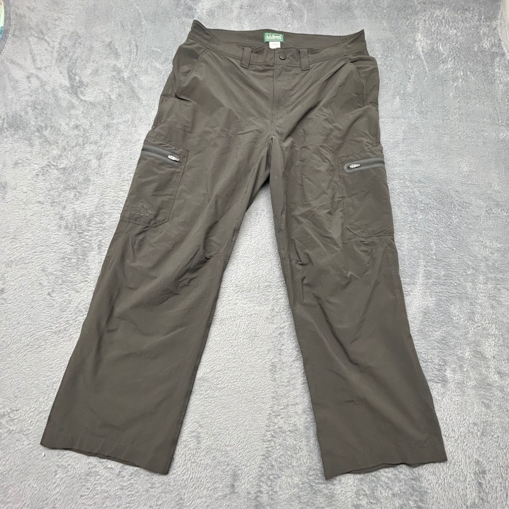 LL Bean Mens Cargo Hiking Pants Gray Stretch Technical Outdoor Trousers 33x30